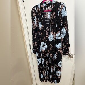 NWOT Free People Black and Pink Floral Dress